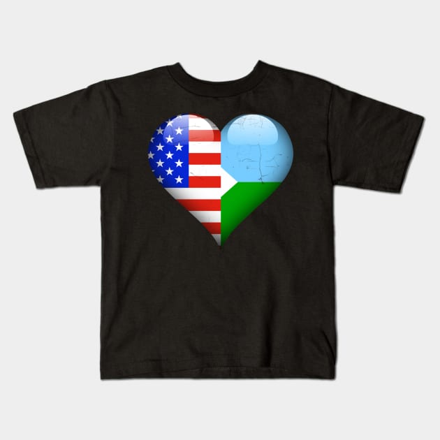 Half American Half Djiboutian - Gift for Djiboutian From Djibouti Kids T-Shirt by Country Flags